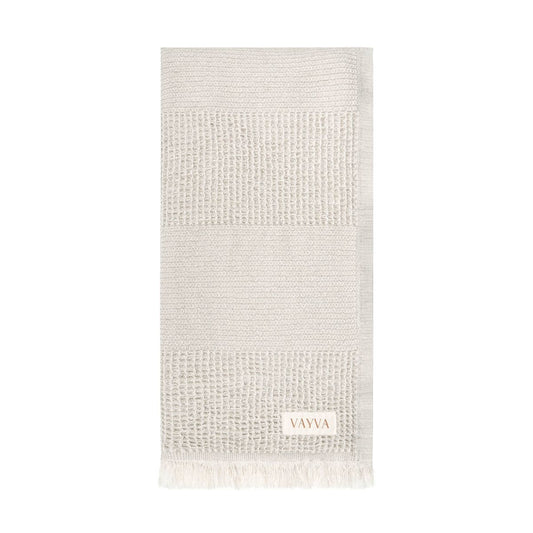 Leichtes Strandtuch (80x180 cm) mit Waffelpiqué aus recycelter und OEKO-TEX zertifizierter Baumwolle für Damen | Farbe Ecru