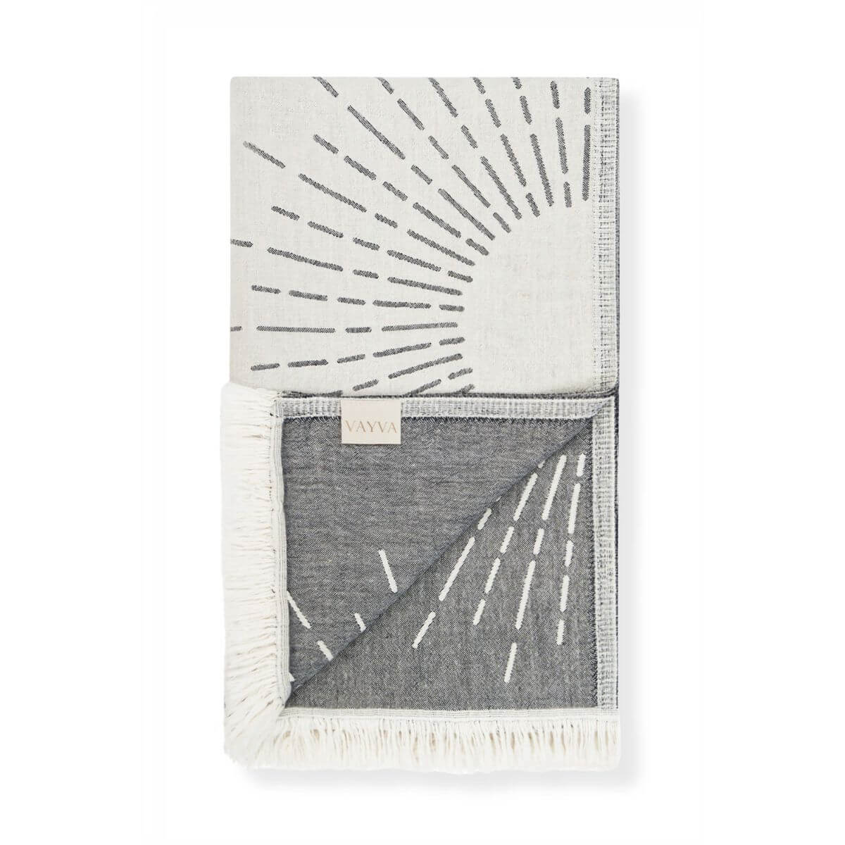 Leichtes Strandtuch (95x170 cm) aus 100% OEKO-TEX zertifizierter Baumwolle für Damen | Strandtuch in der Farbe Grau mit Sonnenmuster