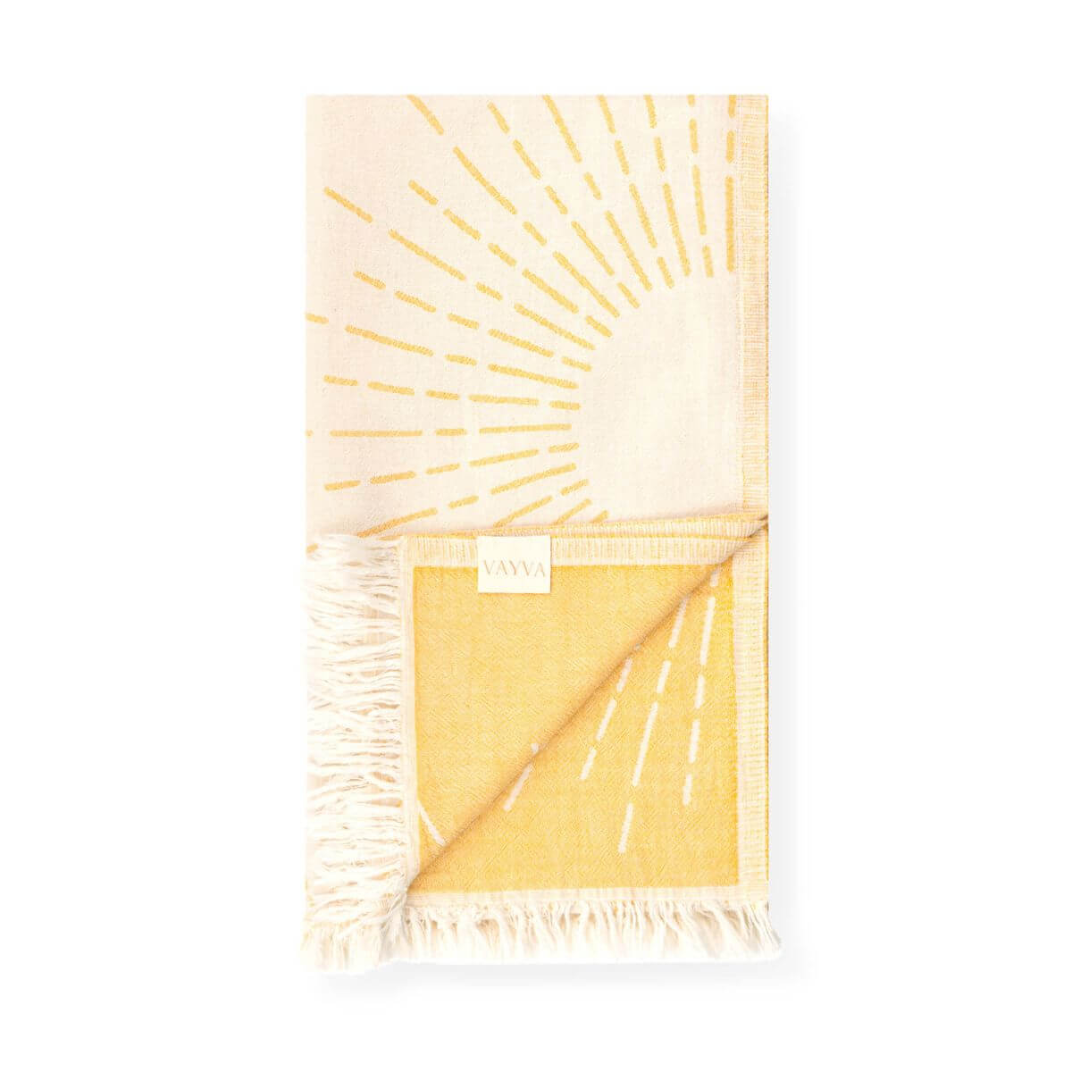 Leichtes Strandtuch (95x170 cm) aus 100% OEKO-TEX zertifizierter Baumwolle für Damen | Strandtuch in der Farbe Gelb mit Sonnenmuster