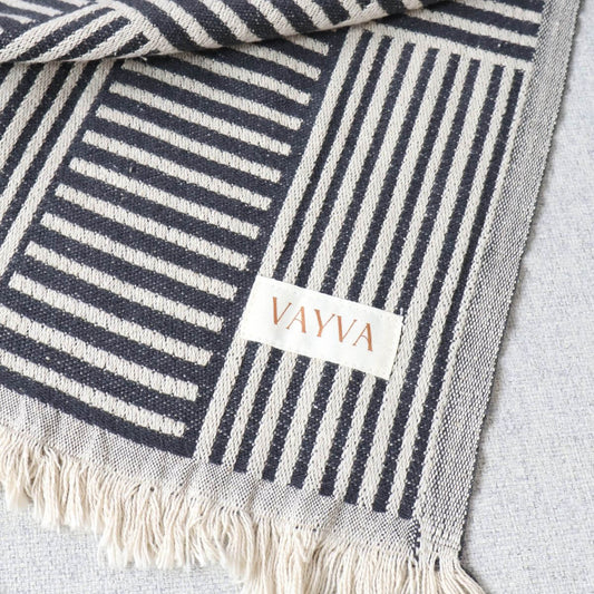 Couchdecke mit recycelter Baumwolle | Striped
