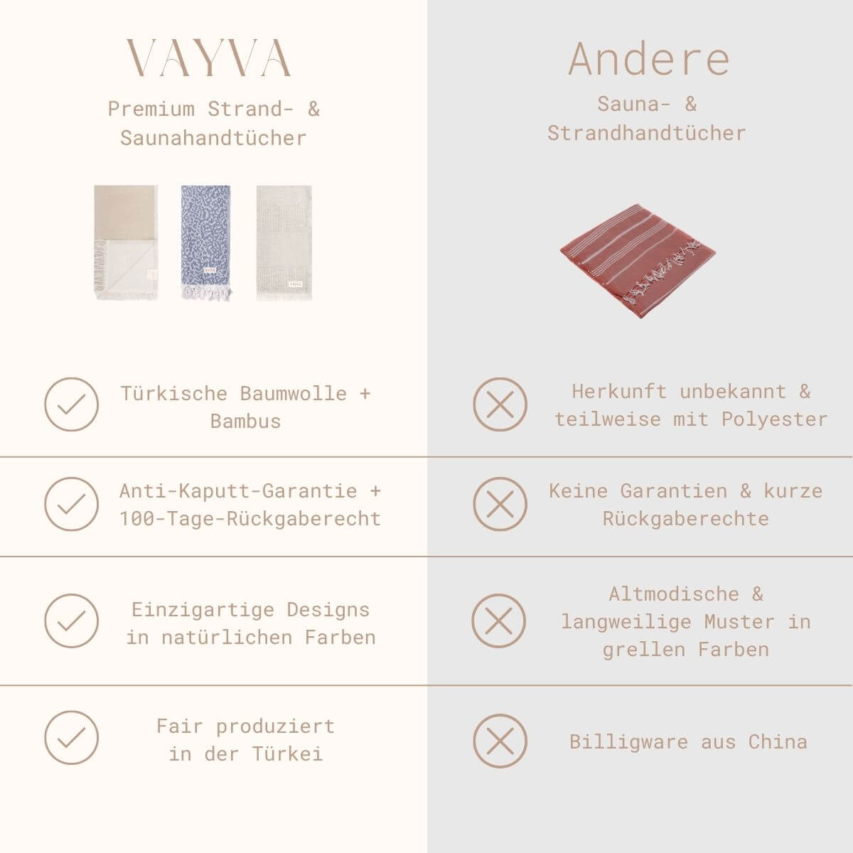 VAYVA Strandtücher vs. andere Strandtücher