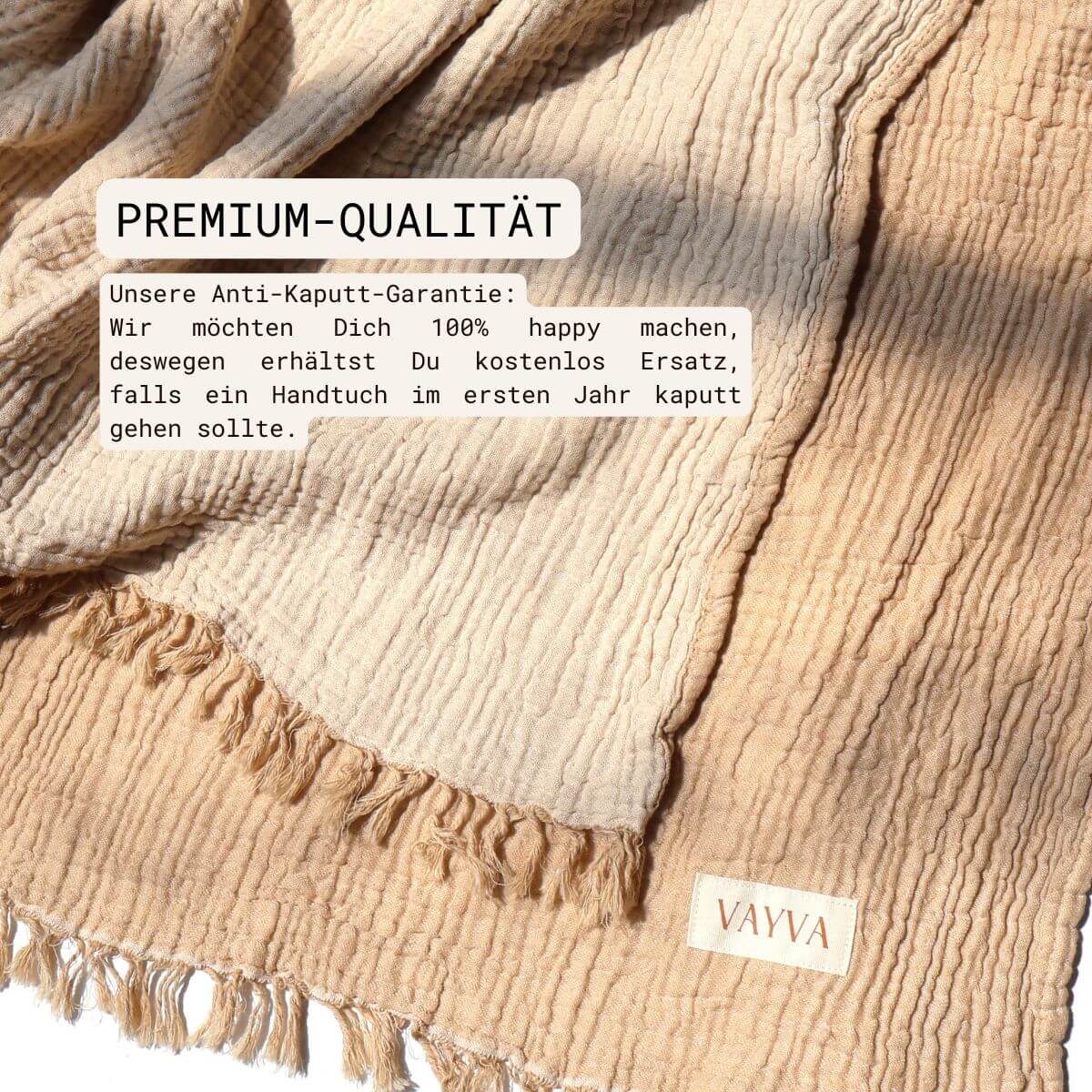 XXL Strandtuch (140x170 cm) aus 100% OEKO-TEX zertifizierter Baumwolle für Damen | Strandtuch in der Farbe Olivegrau mit Musselin | Nahaufnahme