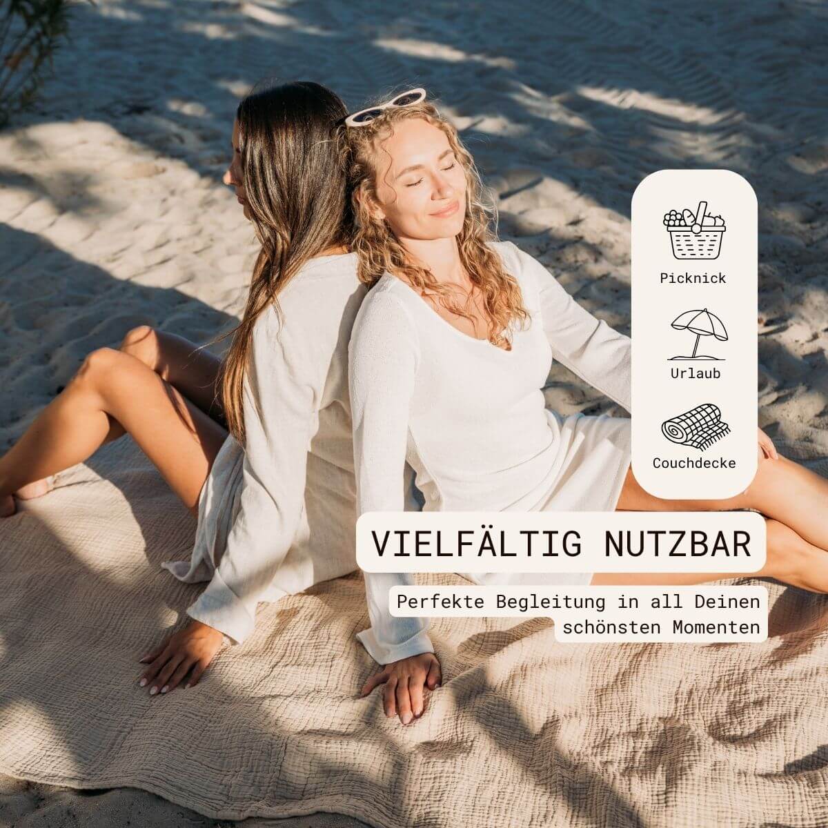 XXL Strandtuch (140x170 cm) aus 100% OEKO-TEX zertifizierter Baumwolle für Damen | Strandtuch in der Farbe Olivegrau mit Musselin | Vielfältig einsetzbar auch für Picknick