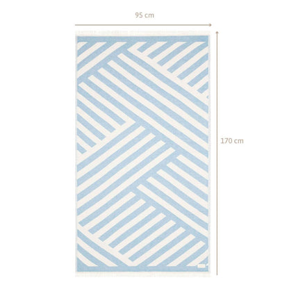 Premium Handtuch / Saunatuch / Strandtuch, Key West, in der Größe 95 x 170 cm, in der Farbe Hellblau , 100% Baumwolle, Komplettansicht mit Größenangaben