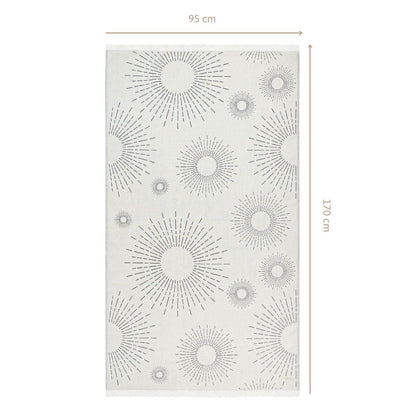 Premium Handtuch / Saunatuch / Strandtuch, Sunshine, in der Größe 95 x 175 cm, in der Farbe Grau, 100% Baumwolle, Komplettansicht mit Größenangabe