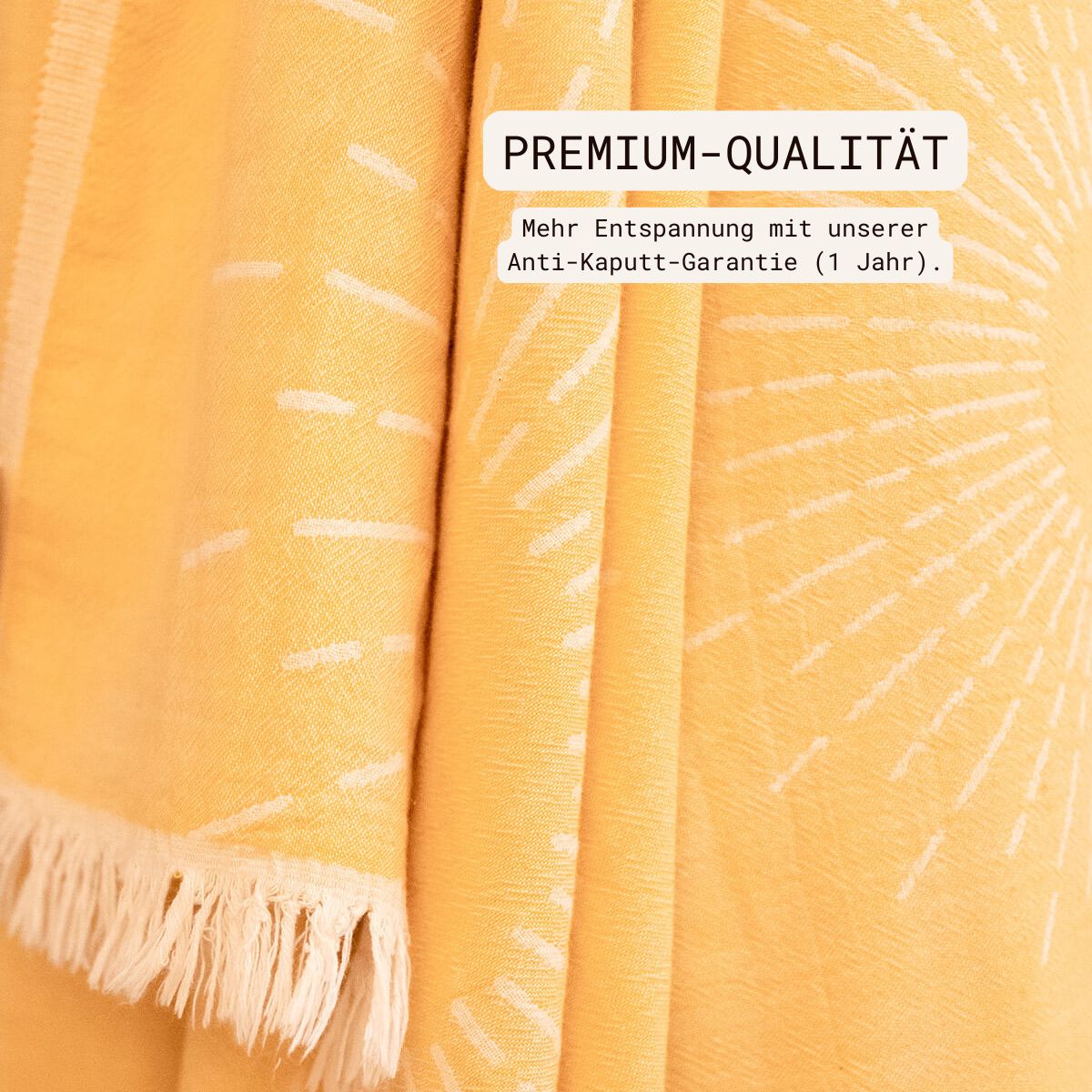 Premium Handtuch / Saunatuch / Strandtuch, Sunshine, in der Größe 95 x 175 cm, in der Farbe Gelb, 100% Baumwolle, Nahaufnahme