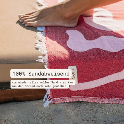 Leichtes Strandtuch (90x180 cm) aus 100% OEKO-TEX zertifizierter Baumwolle für Damen | Strandtuch in der Farbe Pink mit modernem Blattmuster | Sandabweisend