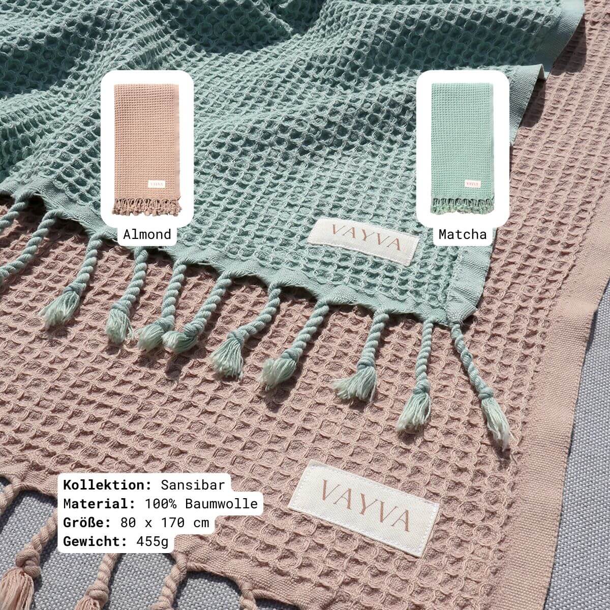 VAYVA-Set | 1 Raffia-Tasche + 1 XXL Strandtuch + 2 Strandtücher