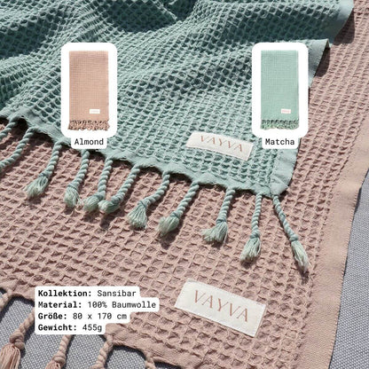 VAYVA-Set | 1 Raffia-Tasche + 1 XXL Strandtuch + 2 Strandtücher