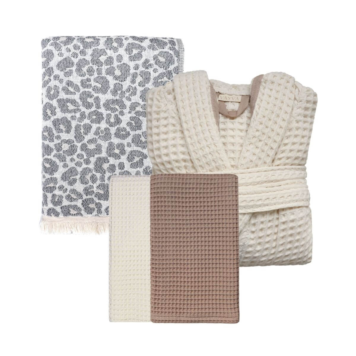 VAYVA Winter-Set | 1 Kuscheldecke + 1 Bademantel + 1 Saunatuch