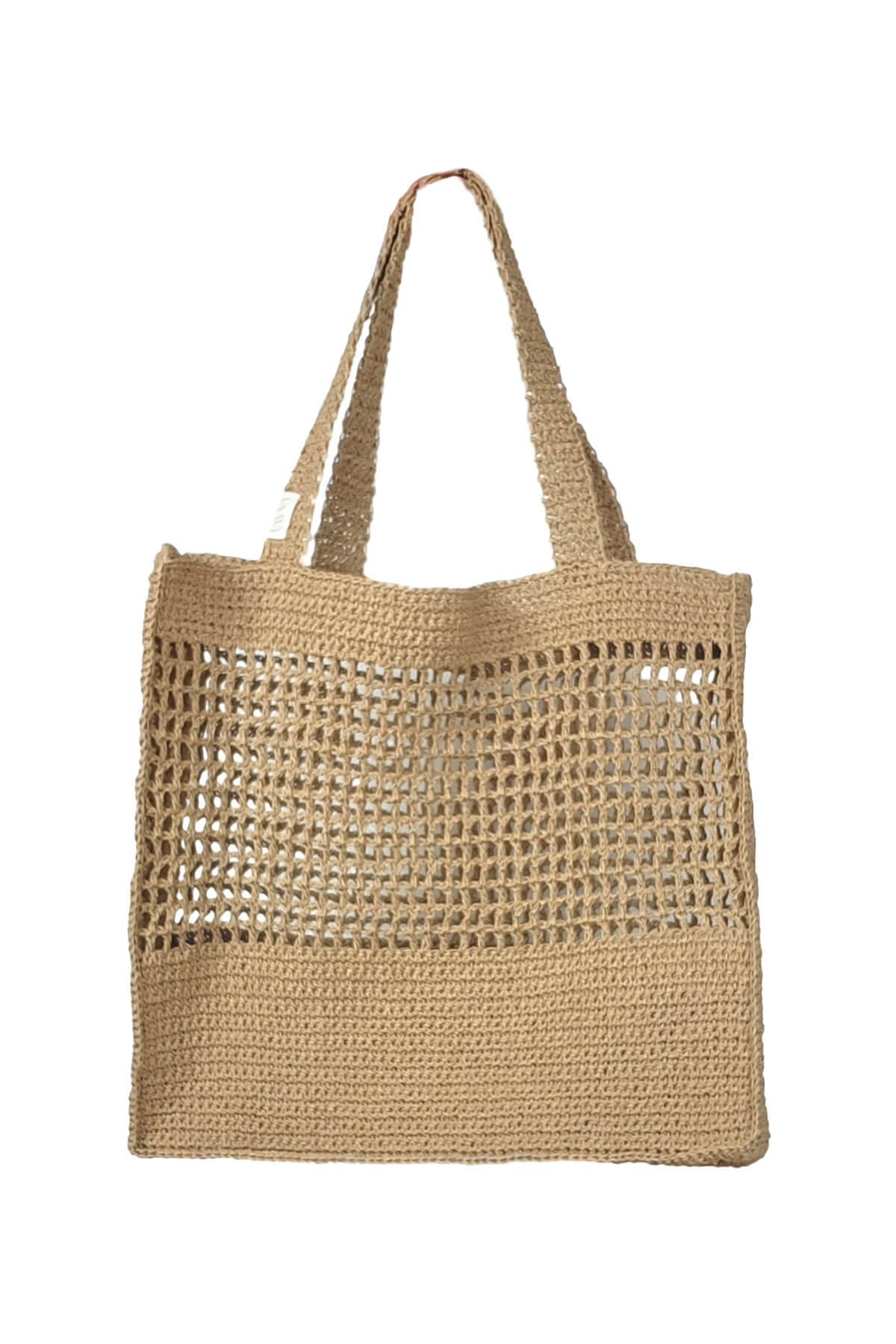 Premium Rafia Tasche "Ibiza" Vorderseite, Farbe natur/braun, 100% Rafia
