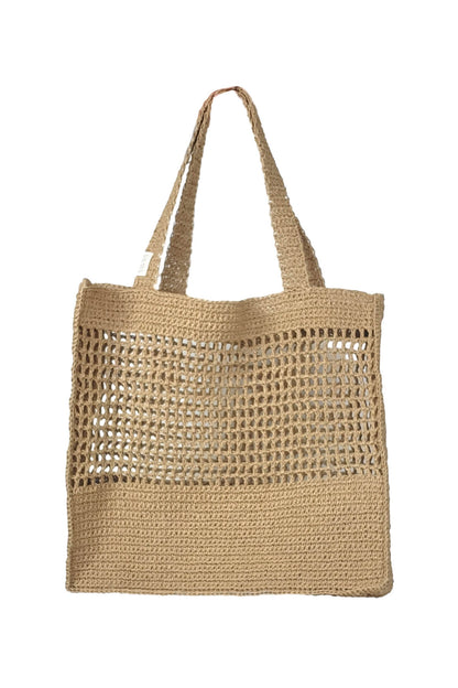 Premium Rafia Tasche "Ibiza" Vorderseite, Farbe natur/braun, 100% Rafia