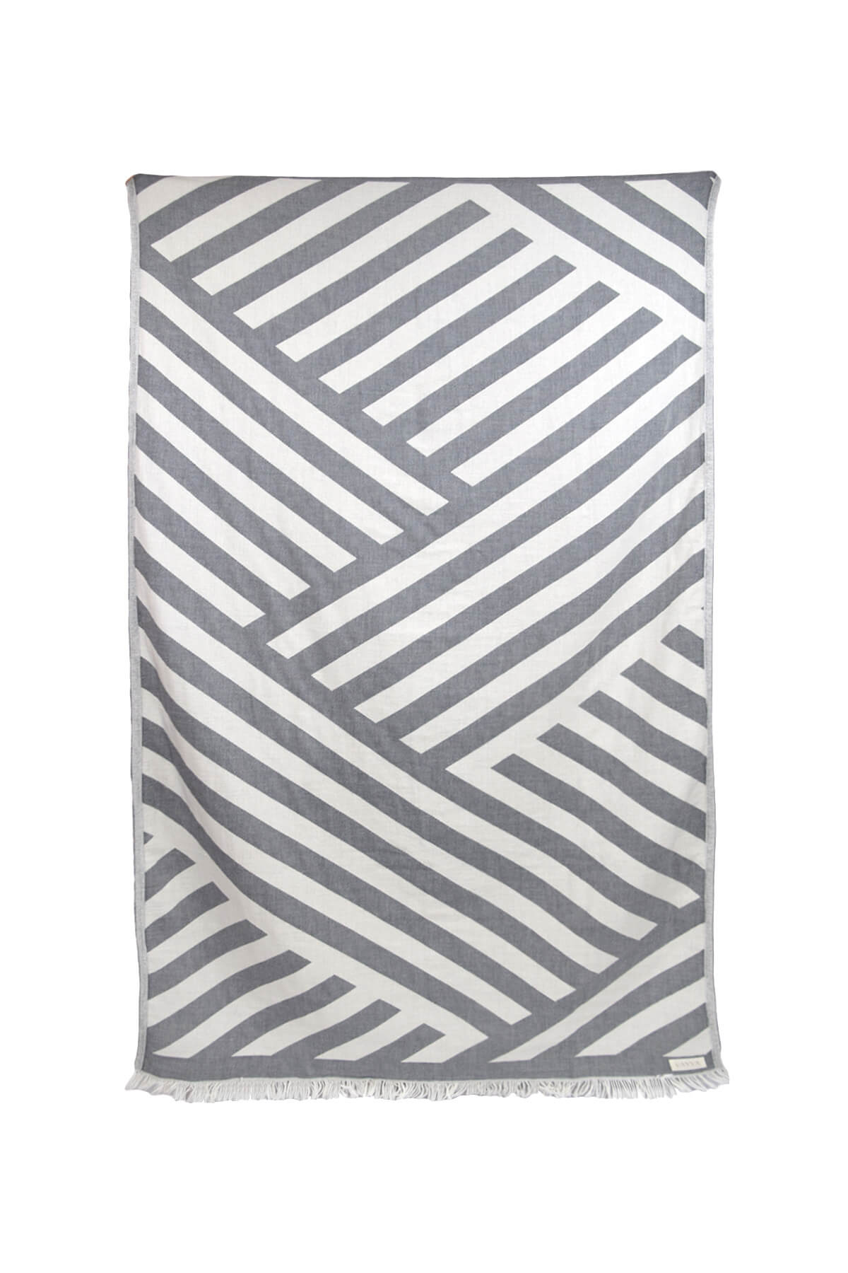 Premium Handtuch  / Strandtuch "Key West" , mit Streifen-Muster in der Farbe grau/creme , 100% Premium-Baumwolle