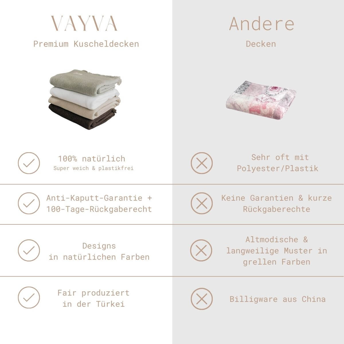 VAYVA Kuscheldecken vs. andere