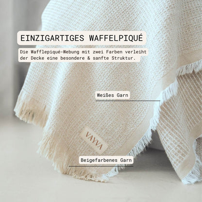Tagesdecke mit Wafflepique aus Baumwolle | Beach